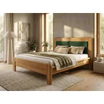 Dubová zvýšená manželská postel Dubai Supra 180x200 cm, HP čalounění čela: Zelená