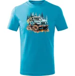 Dětské bavlněné tričko s potiskem - vzor 0234 - offroad Tyrkysová 158