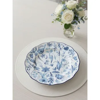 Talíř Sinsay - Keramický talíř s květinovým motivem - námořnická modrá - 759IZ-59X - 759IZ-59X-ONE