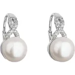 Stříbrné náušnice visací s bílou říční perlou 21048.1