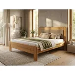 Dubová zvýšená manželská postel Dubai Supra 180x200 cm, HP čalounění čela: Béžová