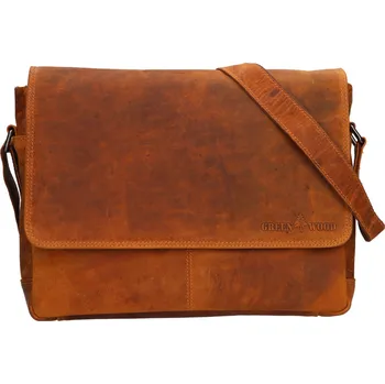 Pánská aktovka Pánská kožená taška přes rameno Greenwood Agust - koňak