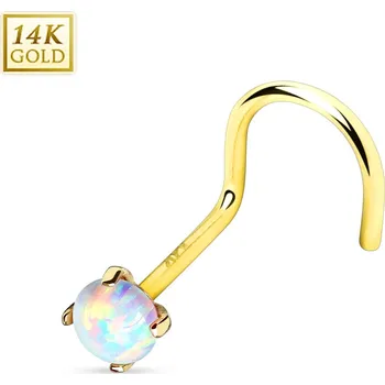 Piercing Šperky4U Zlatý piercing do nosu Opál, Au 585/1000 - ZL01025-YG