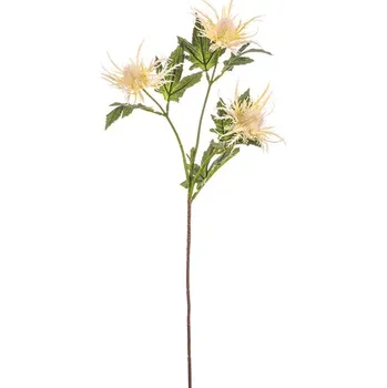 umělá květina Autronic Eryngium - umělý řazaný, 3 květy, barva bílá, sada 6 ks