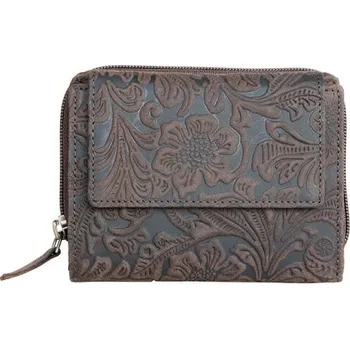 Peněženka Tmavě hnědá středně velká kožená peněženka Lozano s ornamentální ražbou (RFID)