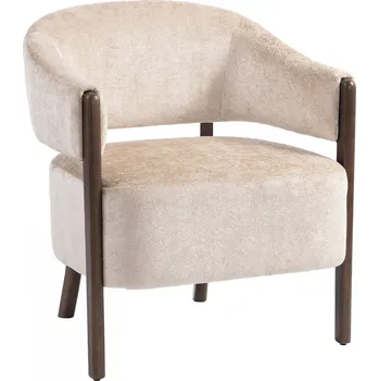 Křeslo Relaxační křeslo s dřevěnými nohami | béžové