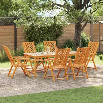 Zahradní stůl Zahradní jídelní souprava 7 pcs Hnědá Masivní akátové dřevo3154125