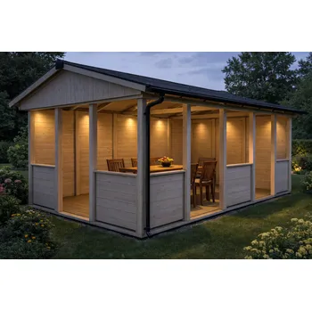 Zahradní altán Zahradní Altán HEROLD A3355 A Plus s boční stěnou a podlahou 16,6 m2 (plná boční stěna)