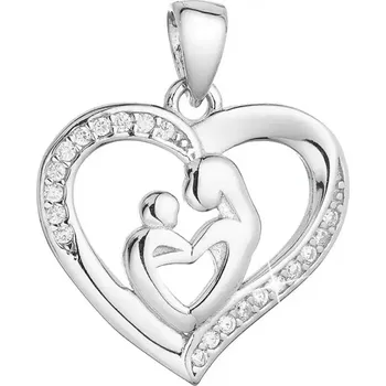Přívěsek Stříbrný přívěsek srdce matka a dítě se zirkony bílé 14019.1