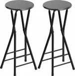 2 skládací barové židle s ocelovým rámem | černé