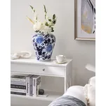 Květinová váza bílá a modrá porcelánová dekorativní stolní dekorace orientální vintage Beliani