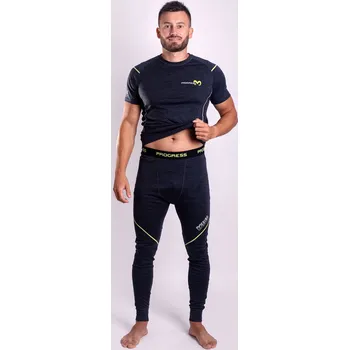 Pánské termo spodky Pánské dlouhé merino spodky PROGRESS Mw Sdn černý melír Velikost: M