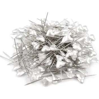 Ozdobné špendlíky délka 55 mm srdce, barva bílá perleť