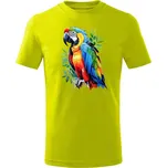 Dětské bavlněné tričko s potiskem - vzor 0233 - papoušek Limetková 110