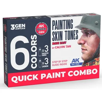 Modelářská barva AK Interactive Painting Skin Tones Made Easy by Calvin Tan 6x18 ml
