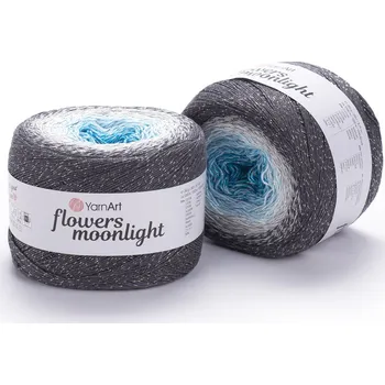 Příze Yarn Art Příze Flowers Moonlight 3251 tyrkys, smetanová, světle šedá, tmavě šedá
