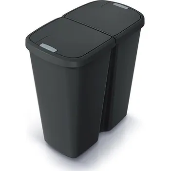 Odpadkový koš Koš odpadkový COMPACTA Q DUO recyklovaná černá s černým víkem 45l