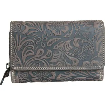 Peněženka Tmavě hnědá středně velká kožená peněženka Bull Burry s ornamentální ražbou (RFID)