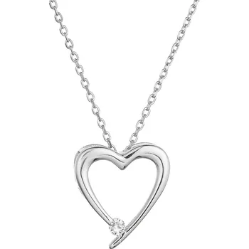 Šperk Stříbrný náhrdelník ve tvaru srdce zdobený zirkonem 12053.1 | Kvalitní zpracování | Ověřeno 1000+ zákazníky | Náhrdelník pro ženy | Dámské šperky | ROMERO Rhodiované stříbro, zirkon