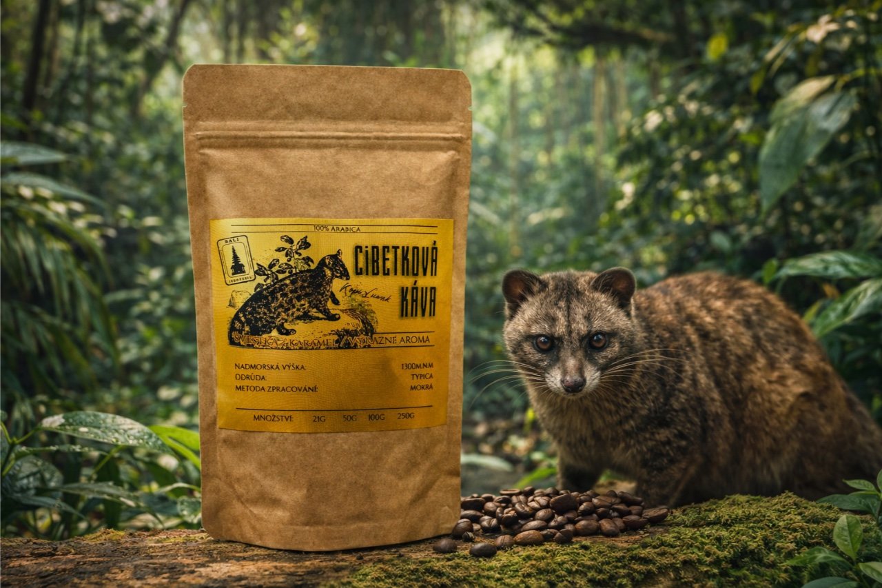 Cibetková káva Kopi Luwak 50 g (Čerstvě pražená káva)