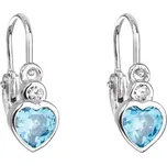 Stříbrné dětské náušnice visací se zirkonem modré srdce 11178.3