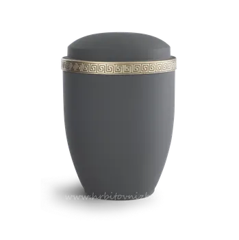 Smuteční dekorace Ocelová urna černá se zlatým dekorem prémiová