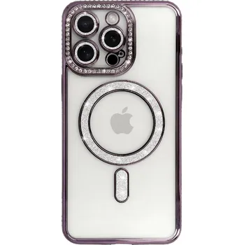 Pouzdro na mobilní telefon Zadní kryt Bling Magsafe pro iPhone 16 Pro Max fialový