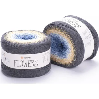 Příze Yarn Art příze Flowers 287 modrá, slunečnice, antracit
