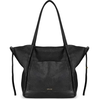 Kabelka Černá kožená prostorná shopper bag Solier Lusso (FL28 LUSSO BLACK) Velikost: ONE SIZE