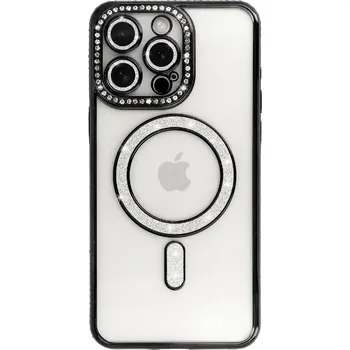 Pouzdro na mobilní telefon Zadní kryt Bling Magsafe pro iPhone 15 Pro černý