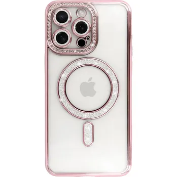 Pouzdro na mobilní telefon Zadní kryt Bling Magsafe pro iPhone 14 Pro růžový