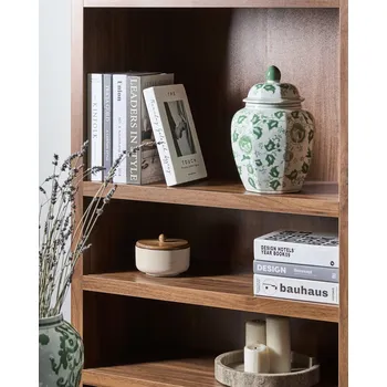 Váza Květinová váza s víkem bílá a zelená porcelánová dekorativní stolní dekorace s víkem ve stylu orientální čínská Beliani