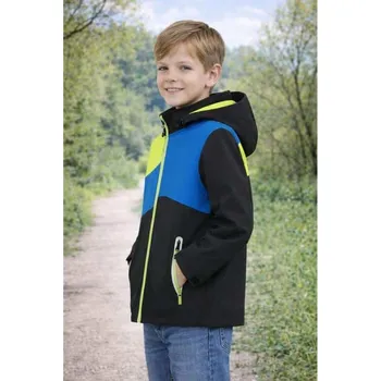 Dětská móda KUGO CHLAPECKÁ SOFTSHELLOVÁ BUNDA TŘÍBAREVNÁ HK5660 Velikost: 158, Barva: Černo/zelinkavá