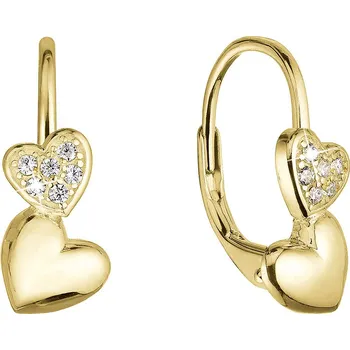 Náušnice Pozlacené visací náušnice dvě srdce se zirkony 11515.1 crystal | Elegantní design | Kvalitní zpracování | Dámské naušnice | Dámské šperky | ROMERO Rhodiované stříbro, zirkon