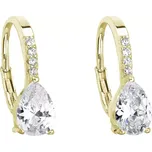 Pozlacené náušnice visací se zirkonem bílá slza 11206.1