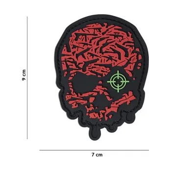 Gumová nášivka 101 Inc Target Eye Skull - červená-černá