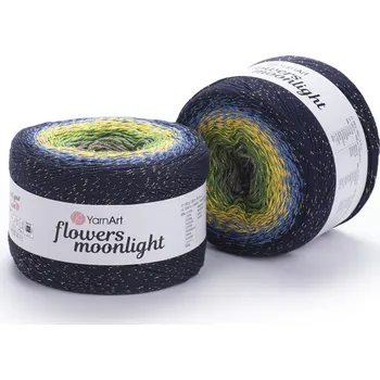 Příze Yarn Art Příze Flowers Moonlight 3250 šedá, zelená, žlutá, modrá, tmavě modrá