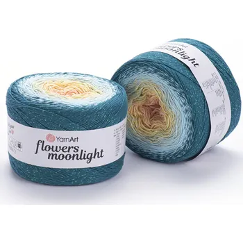 Yarn Art Příze Flowers Moonlight 3270 meruňková, žlutá, ledově tyrkysová, tmavě zelená