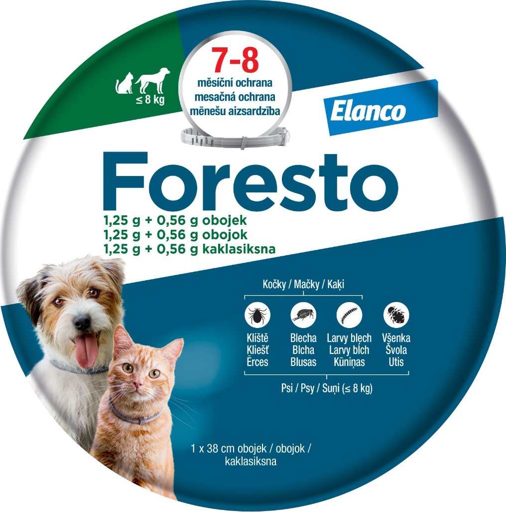 Foresto 1,25 g + 0,56 g obojek pro kočky a psy do 8 kg 38 cm 1 ks