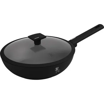 Pánev BERLINGERHAUS Pánev WOK s titanovým povrchem a poklicí 28 cm Matte Black Collection BH-8181