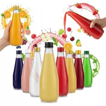 Láhev 10x BUTELKA NA SOK KROPLA 330ml + ŠROUBOVACÍ VÍČKO SKLENĚNÉ LÁHVE NA SIRUP SOČEK