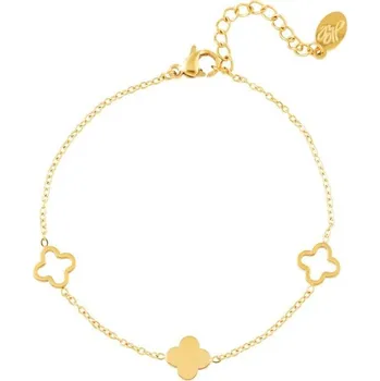 Náramek ORNAMENTI Pozlacený náramek Clovers multi colors gold