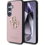 Guess PU Grained 4G Metal Logo Zadní Kryt pro Samsung Galaxy S25 Pink