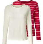 esmara® Dámské triko s dlouhými rukávy s BIO bavlnou, 2 kusy (červená/bílá, M(40/42))
