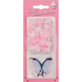 Motýlci a květiny mix zdobení z jedlého papíru (30 ks)