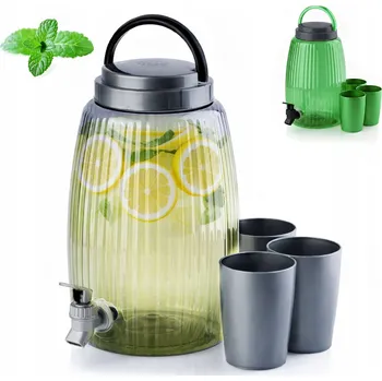 Sklenice Sklenice s kohoutkem 4.7L Džbán Průhledný Zavařovací Sklenice s úchytem 3 šálky Sada