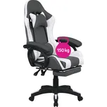 Kancelářské/herní křeslo s RGB LED podsvícením, černá/bílá, JOVELA