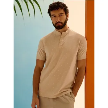 Pánské tričko Sinsay - Bavlněné polo tričko - béžová - 359HZ-02X - 359HZ-02X-XL