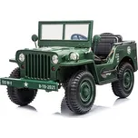 Mamido Dětský elektrický Jeep Willys 24V 4 × 4 třímístné, zelené