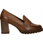 Dámské polobotky hnědé, mokasíny z lícové kůže na podpatku Wojas vel.